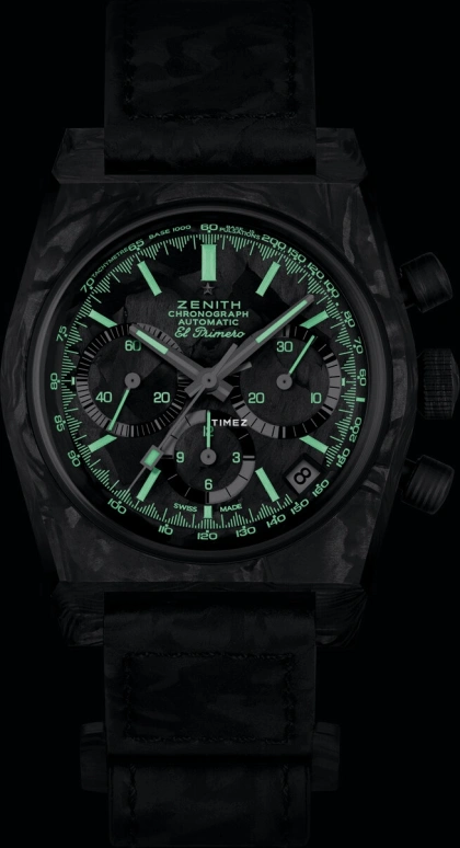 真力时,Chronomaster旗舰 37毫米,37毫米,碳纤维,黑色,自动上弦,计时,日历,10,10.A3818.400-2/21.R100