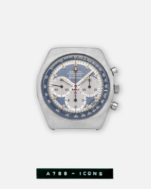 真力时,El Primero 38毫米,38毫米,不锈钢,蓝色,自动上弦,计时,日历,A788