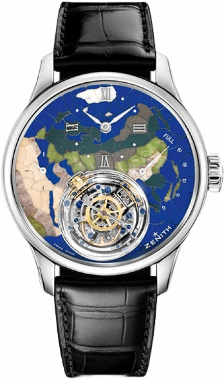 Zenith,Academy 45mm,45mm,Platinum,Blue,Handwound,Power Reserve Indicator,50hours,40,40.2211.8804/91.C714