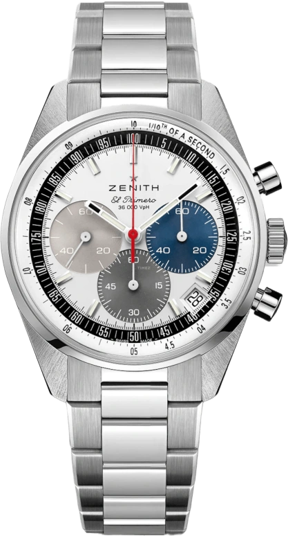 真力时,Chronomaster旗舰 38毫米,38毫米,不锈钢,白色,蓝色,灰色,自动上弦,计时,日历,03,03.3200.3600/69.M3200