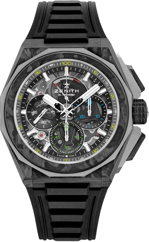 Zenith,Defy Extreme 45mm,45mm,Titanium,Forged Carbon,Skeleton,Automatic,Chronograph,Day,Power Reserve Indicator,10,10.9100.9004/22.I200