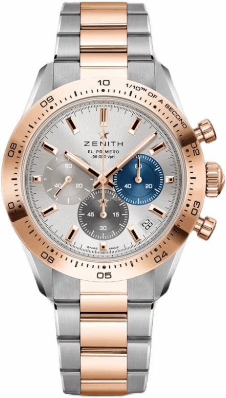 Zenith,Chronomaster Sport 41mm,41mm,Rose Gold,Stainless Steel,Silver,Automatic,Chronograph,Day,51,51.3100.3600/69.M3100