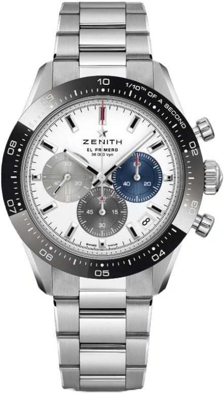 Zenith,Chronomaster Sport 41mm,41mm,Ceramic,Stainless Steel,Silver,Automatic,Chronograph,Day,03,03.3100.3600/69.M3100