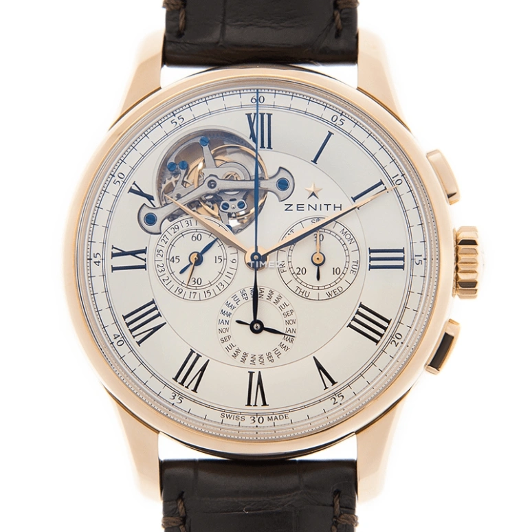 Zenith,Academy 45mm,45mm,Rose Gold,Silver,Automatic,Chronograph,Annual Calendar,Month,Date,50hours,In-house Caliber,18,18.2250.4033/01.C713