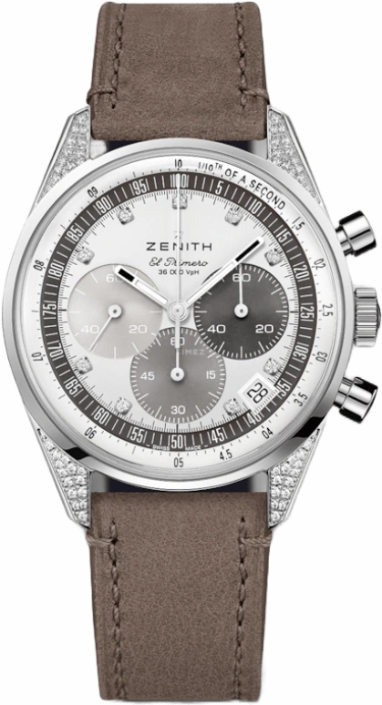 真力时,Chronomaster旗舰 38毫米,38毫米,不锈钢,白色,灰色,自动上弦,计时,日历,16,16.3200.3600/03.C906